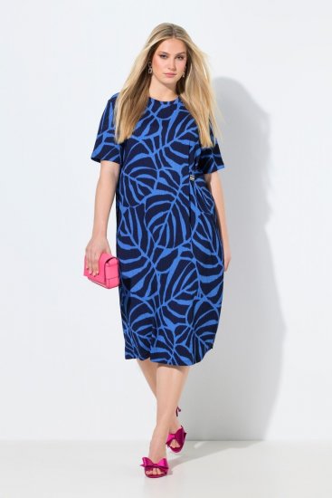 Ulla Popken 848162 Vestido midi estampado Azul-marinho - Vestidos midi - Vestidos Midi Tamanhos Grandes