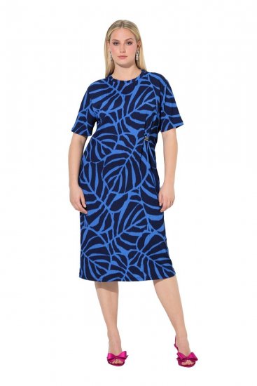 Ulla Popken 848162 Vestido midi estampado Azul-marinho - Vestidos midi - Vestidos Midi Tamanhos Grandes