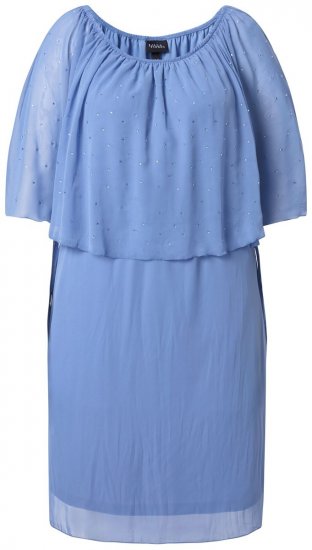 Ulla Popken 848169 Vestido de chiffon evasê Azul claro - Vestidos midi - Vestidos Midi Tamanhos Grandes