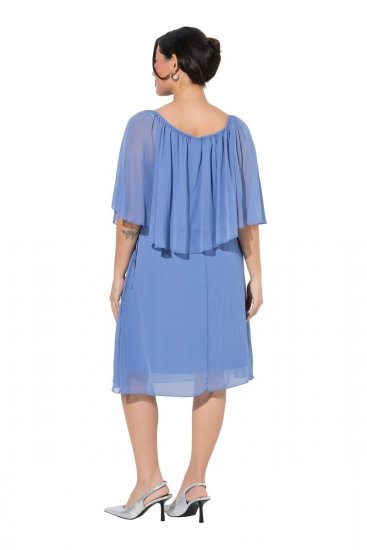Ulla Popken 848169 Vestido de chiffon evasê Azul claro - Vestidos midi - Vestidos Midi Tamanhos Grandes