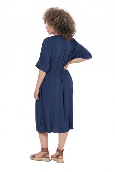 Ulla Popken 848224 Vestido midi com cordão Azul-marinho - Vestidos midi - Vestidos Midi Tamanhos Grandes