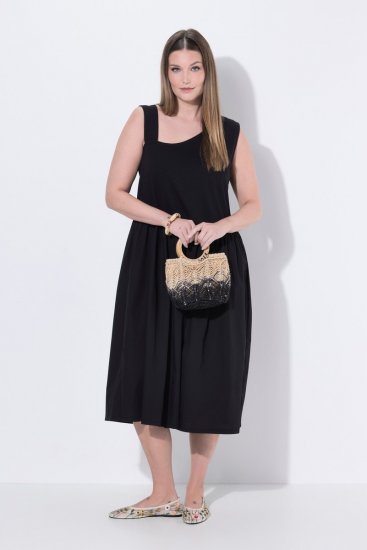 Ulla Popken 848305 Vestido midi sem mangas com decote em V Preto - Vestidos midi - Vestidos Midi Tamanhos Grandes