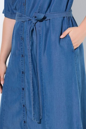 Ulla Popken 848491 Vestido camiseiro Azul ganga - Vestidos midi - Vestidos Midi Tamanhos Grandes