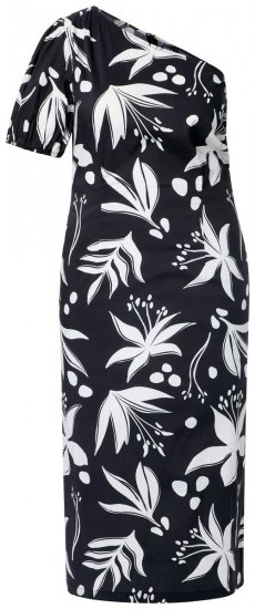 Ulla Popken 848510 Vestido midi floral Preto - Vestidos midi - Vestidos Midi Tamanhos Grandes