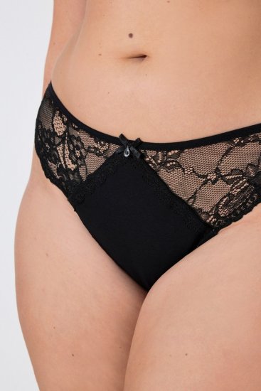 Ulla Popken 848522 Tangas com renda pack de 3 Preto - Cuecas - 