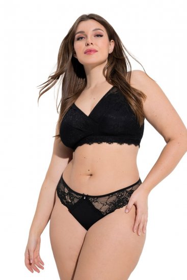 Ulla Popken 848522 Tangas com renda pack de 3 Preto - Cuecas - 