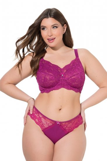 Ulla Popken 848522 Tangas com renda pack de 3 Roxo escuro - Cuecas - 