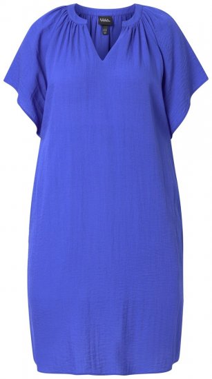 Ulla Popken 848526 Vestido de mistura de linho com bolsos Azul - Vestidos de verão - Vestidos de verão plus size