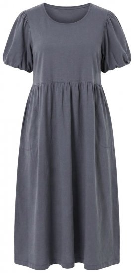 Ulla Popken 848575 Vestido comprido de manga curta com bolsos Antracite - Vestidos maxi - Vestidos maxi plus size para mulher