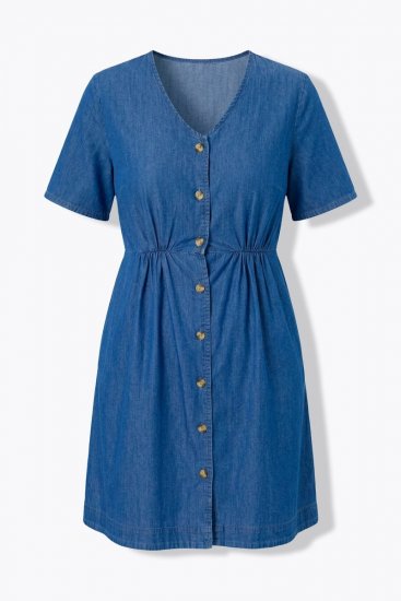 Ulla Popken 848597 Vestido camiseiro Azul ganga - Vestidos camiseiros - 
