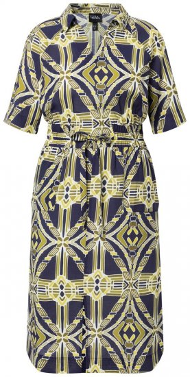 Ulla Popken 848789 Vestido midi estampado com bolsos Azul-marinho - Vestidos midi - Vestidos Midi Tamanhos Grandes