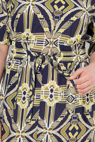 Ulla Popken 848789 Vestido midi estampado com bolsos Azul-marinho - Vestidos midi - Vestidos Midi Tamanhos Grandes
