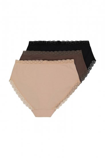 Ulla Popken 848803 Cuecas com renda pack de 3 Preto - Cuecas - 