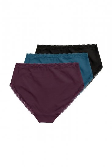 Ulla Popken 848803 Cuecas com renda pack de 3 Bordô - Cuecas - 