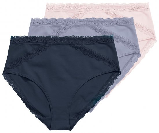 Ulla Popken 848803 Cuecas com renda pack de 3 Azul claro - Cuecas - 