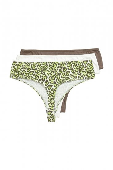 Ulla Popken 848826 Tangas com padrão animal pack de 3 Taupe - Cuecas - 