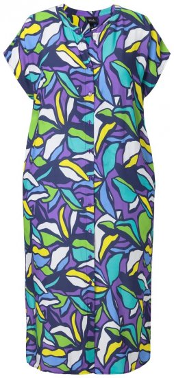 Ulla Popken 848980 Vestido camiseiro floral Lilás - Vestidos midi - Vestidos Midi Tamanhos Grandes