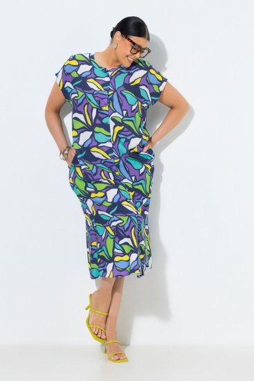 Ulla Popken 848980 Vestido camiseiro floral Lilás - Vestidos midi - Vestidos Midi Tamanhos Grandes