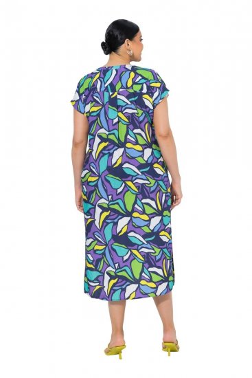 Ulla Popken 848980 Vestido camiseiro floral Lilás - Vestidos midi - Vestidos Midi Tamanhos Grandes