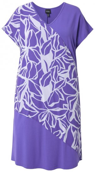 Ulla Popken 849033 Vestido de chiffon estampado Lilás - Vestidos - Vestidos para todos os tamanhos