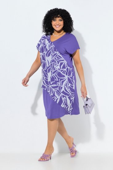 Ulla Popken 849033 Vestido de chiffon estampado Lilás - Vestidos - Vestidos para todos os tamanhos