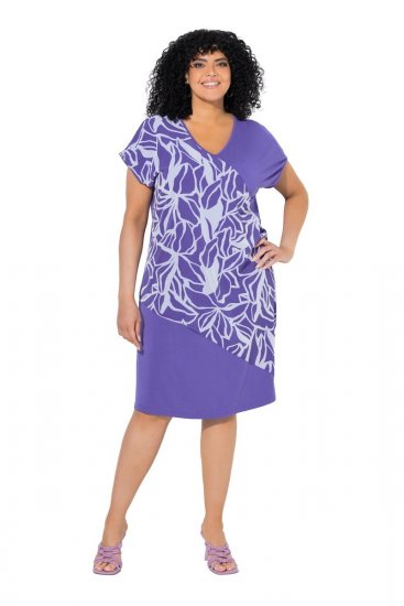 Ulla Popken 849033 Vestido de chiffon estampado Lilás - Vestidos - Vestidos para todos os tamanhos