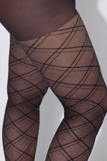 Ulla Popken 849049 Collants às riscas 40 den Preto - Collants & meias - 