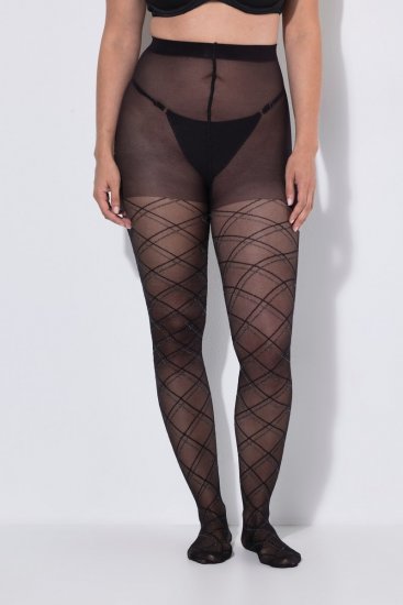 Ulla Popken 849049 Collants às riscas 40 den Preto - Collants & meias - 