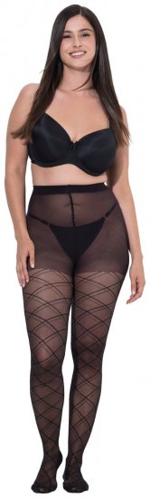 Ulla Popken 849049 Collants às riscas 40 den Preto - Collants & meias - 