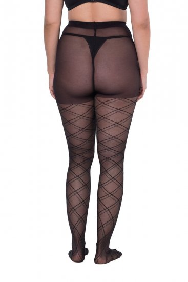 Ulla Popken 849049 Collants às riscas 40 den Preto - Collants & meias - 