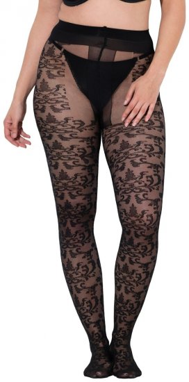 Ulla Popken 849055 Collants com flores Preto - Collants & meias - 