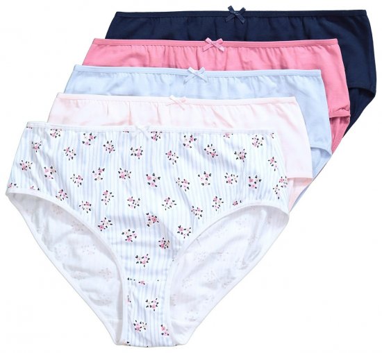 Ulla Popken 849098 Cuecas com flores pack de 5 Azul claro - Cuecas - 
