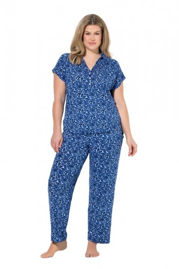 Ulla Popken 849144 Pijama com padrão animal Azul-marinho - Pijamas/Loungewear - 