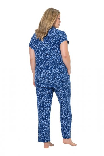 Ulla Popken 849144 Pijama com padrão animal Azul-marinho - Pijamas/Loungewear - 