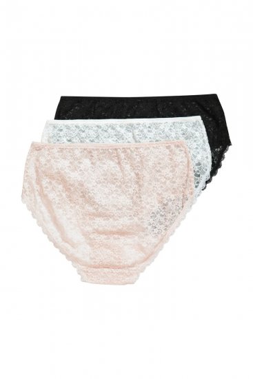 Ulla Popken 849194 Cuecas com flores com renda pack de 3 Preto - Cuecas - 