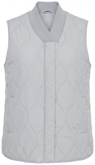 Ulla Popken 849221 Colete acolchoado com gola canelada Cinzento - Coletes - 