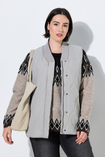 Ulla Popken 849221 Colete acolchoado com gola canelada Cinzento - Coletes - 