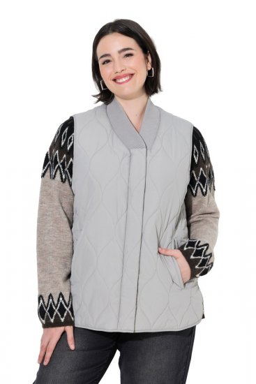 Ulla Popken 849221 Colete acolchoado com gola canelada Cinzento - Coletes - 