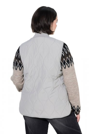 Ulla Popken 849221 Colete acolchoado com gola canelada Cinzento - Coletes - 