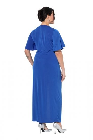 Ulla Popken 849530 Vestido de noite estampado com strass Azul real - Vestidos de noite - Vestidos de festa em tamanhos grandes