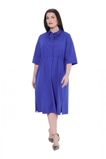Ulla Popken 849541 Vestido camiseiro de manga curta com cordão Violeta - Vestidos camiseiros - 