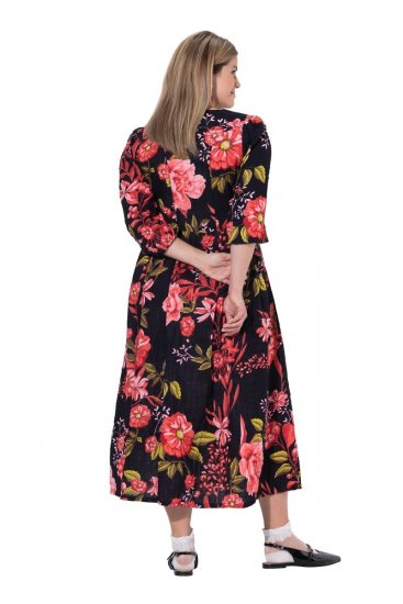 Ulla Popken 849593 Vestido camiseiro floral Azul-marinho - Vestidos maxi - Vestidos maxi plus size para mulher