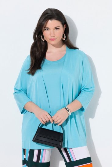 Ulla Popken 849620 Casaco Azul - Jaquetas - Casacos plus size para mulher