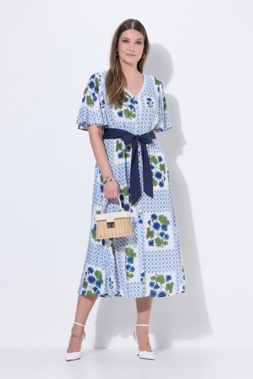 Ulla Popken 849662 Vestido camiseiro floral Branco sujo - Vestidos midi - Vestidos Midi Tamanhos Grandes