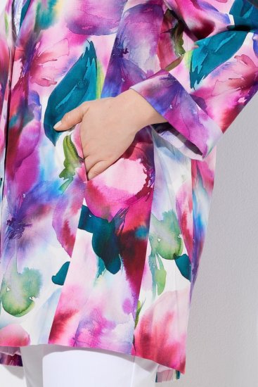 Ulla Popken 849728 Blazer floral em mistura de linho Branco - Blazers e Coletes - Blazers em Tamanhos Grandes