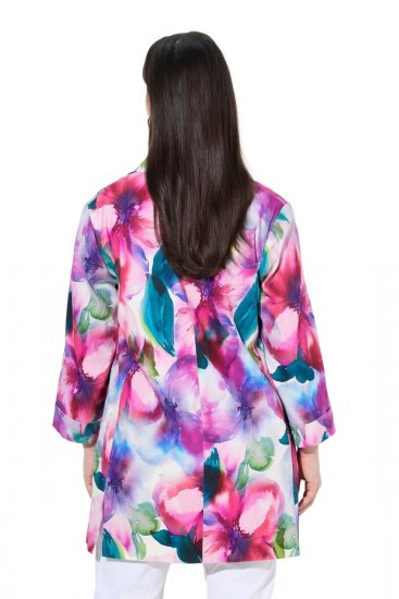 Ulla Popken 849728 Blazer floral em mistura de linho Branco - Blazers e Coletes - Blazers em Tamanhos Grandes