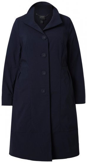 Ulla Popken 849803 Casaco elástico com gola alta Azul-marinho - Casacos - Casacos de Mulher em Tamanhos Grandes