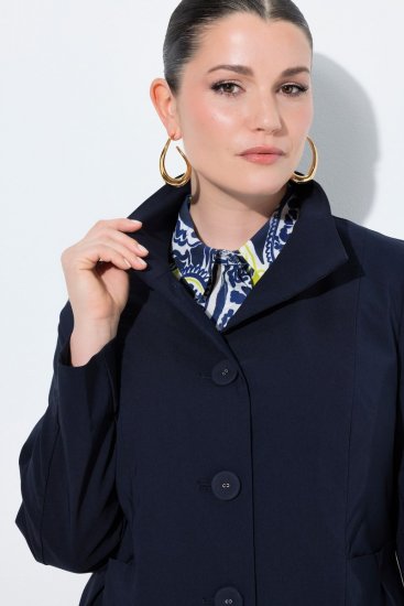Ulla Popken 849803 Casaco elástico com gola alta Azul-marinho - Casacos - Casacos de Mulher em Tamanhos Grandes
