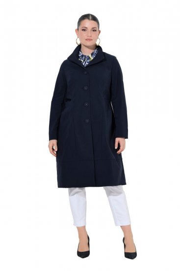 Ulla Popken 849803 Casaco elástico com gola alta Azul-marinho - Casacos - Casacos de Mulher em Tamanhos Grandes