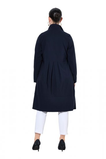 Ulla Popken 849803 Casaco elástico com gola alta Azul-marinho - Casacos - Casacos de Mulher em Tamanhos Grandes